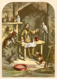Robinson Crusoe aan het diner met zijn kleine familie door Alexander Francis Lydon