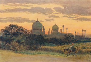 Zonsondergang achter de Ibrahim Roza, Bijapur door Alexander Henry Hallam Murray