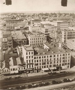 Uitzicht noord vanaf de koepel van het gerechtsgebouw in Chicago, 1858