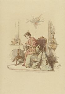 Vrouw die een brief leest aan een tafel door Alexander Hugo Bakker Korff