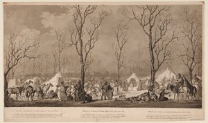 Bivak van de Kozakken op de Avenue des Champs-Elysées in Parijs in maart 1814, 1814 door Alexander Ivanovich Sauerweid