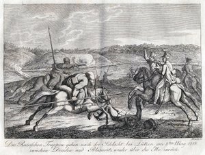 Russische troepen trekken zich na de Slag bij Lutzen terug over de Elbe door Alexander Ivanovich Sauerweid