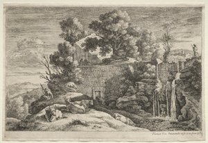 Landschap met een Vrouw die Spint