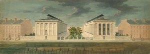 Onuitgevoerd ontwerp voor Cross-Block Terrace Development perspectief, ca. 1831