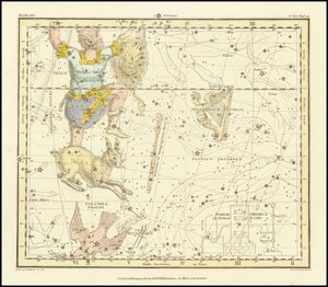 1822 - Alexander Jamieson - Orion, Psaltriem Georgii, Sceptrum Brandenburgium, Lepus en Columba Noachi door Alexander Jamieson