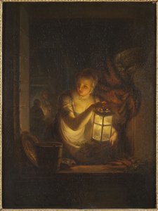 Een vrouw met een lantaarn, 1818 door Alexander Lauréus