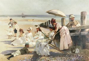 Aan de Kusten van Bognor Regis - Portretgroep van het Harford Koppel en hun Kinderen