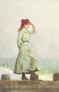 Jong meisje op zeewering door Alexander M. Rossi