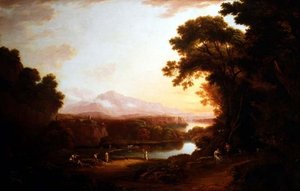 Italiaans landschap met dansende boeren