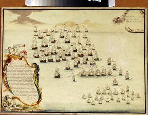 De Zeeslag in de Straat van Kertch (Oekraïne) op 19 juli 1790 door Alexander Nikolaevich Depaldo