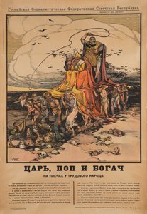 De tsaar, de priester en de rijke man, 1919 door Alexander Petrovich Apsit