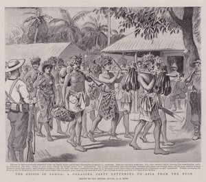 De crisis in Samoa, een foerageerpartij keert terug naar Apia vanuit de bush door Alexander Stuart Boyd