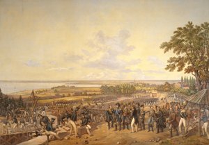 Koning Carl XIV Johan (1763-1844) van Zweden Bezoekt de Kanaalsluizen bij Berg in 1819, 1856 door Alexander Wetterling