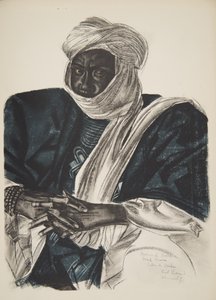 Mohamed Salek, genaamd Doud Moura, Sultan van Ouadai (Fort Lamy), uit Tekeningen en Schilderijen van Afrika, uitgevoerd tijdens de Citroen Centraal Afrika expeditie, tweede missie Haardt Audouin-Dubreuil door Alexander Yakovlev