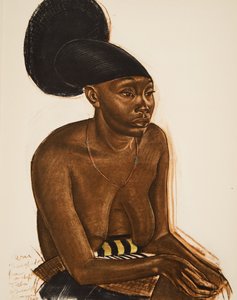 Uru, de Mangbeou (Niangara) haut Ouelle, uit Tekeningen en Schilderijen van Afrika, uitgevoerd tijdens de Citroen Centraal Afrika expeditie, tweede missie Haardt Audouin-Dubreuil, uitgegeven Parijs, 1927 door Alexander Yakovlev