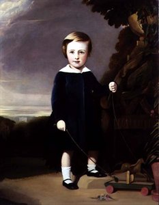 Portret van een kind met een houten tol door Alexander Young