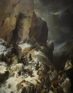 Suvorov steekt de Panix-pas over, 1860 door Alexander von Kotzebue