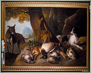 Honden en wild in landschap