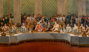 Het banket voor het huwelijk van Napoleon Bonaparte (1769-1821) en Marie-Louise de Habsburg-Lorraine (1791-1847) 1810 - Detail van: Feest van het huwelijk van Napoleon I en Marie-Louise gegeven in het theater van het Palais des Tuileries, 2 april