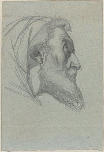 Baardige Man in Profiel (recto) / Vrouw die Omhoog Kijkt (verso)