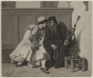 Jonge Griekse Man in Gesprek met een Priester