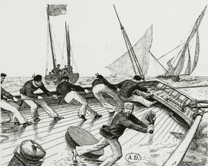 Zeilwedstrijd: Le turn du Bateau-Buoée - tekening door A. Brun, Bibl. des Arts Deco door Alexandre Brun
