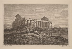 Ruïnes in Paestum door Alexandre Calame