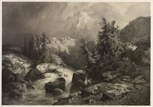 Storm in de Alpen door Alexandre Calame