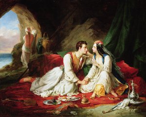 Byron als Don Juan, met Haidee door Alexandre Colin