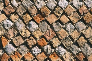 Close-up van een opus reticulatum vloer. Civitella acropolis, Italië, Abruzzen door Nicolas Toussaint Charlet