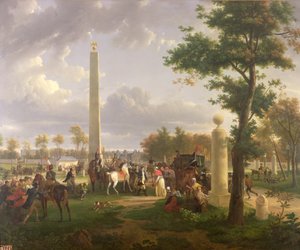 Ontmoeting tussen Napoleon I (1769-1821) en paus Pius VII (1742-1823) in het bos van Fontainebleau in 1804, 1808
