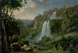 De waterval bij Tivoli met de Tempel van Sibyl