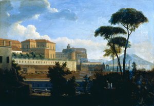 Het Koninklijk Paleis van Napels gezien vanaf Sint Lucia