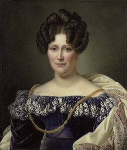 Johanna Henriette Engelen (1789-1878), tweede vrouw van Daniel Francis Schas door Alexandre Jean Dubois Drahonet (signed by artist)