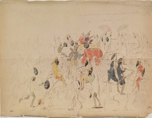 Ontmoeting van Maharaja Sher Singh van Punjab en Britse ambassadeur Clark in 1842, 1842 door Alexei Dmitriyevich Saltykov