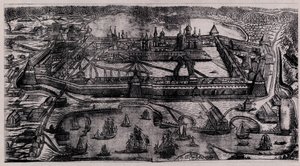 Het Solovetsky Transfiguratieklooster op de Solovetsky-eilanden, 1744 door Alexei Fyodorovich Zubov