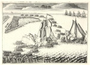 De slag bij de monding van de Neva op 18 mei 1703, 1720s door Alexei Fyodorovich Zubov