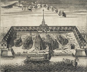 Uitzicht op de Admiraliteitsscheepswerf in St. Petersburg door Alexei Ivanovich Rostovtsev