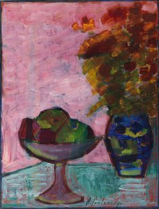 Stilleven met fruitschaal en bloemenvaas, ca. 1932 door Alexei Javlensky von