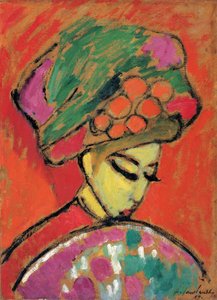 Jong meisje met een bloemenhoed door Alexej von Jawlensky