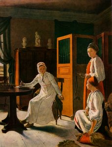 De vrouw van de landeigenaar in de ochtend