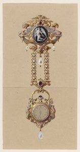 Ontwerp voor een chatelaine met horloge door Alexis Falize