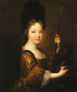 Portret van een meisje, halflang, als Minerva