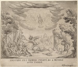 Lucifer en Demonen Vluchten voor Sint-Michiel door Alfonso Parigi II