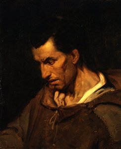 Een gek met waanideeën van vroomheid gekleed als een monnik door Alfred (attr. to) Dehodencq