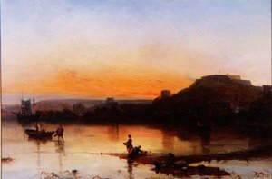 Fort Regent bij zonsondergang door Alfred Clint