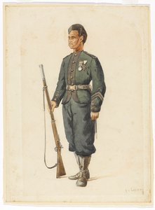 Schutter van het 4e Gurkha Regiment in oefenorde
