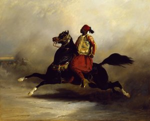 Nubische Ruiter in Galop door Alfred Dedreux