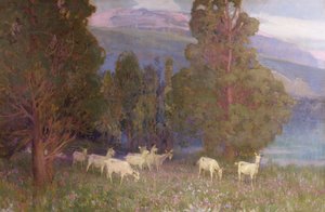 Vroege dageraad op Monte Mottarone, Lago Maggiore door Alfred East