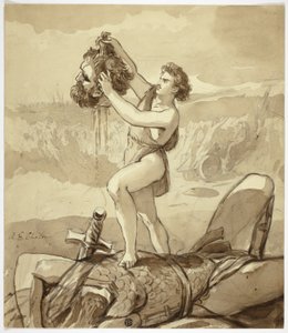 David en Goliath door Alfred Edward Chalon